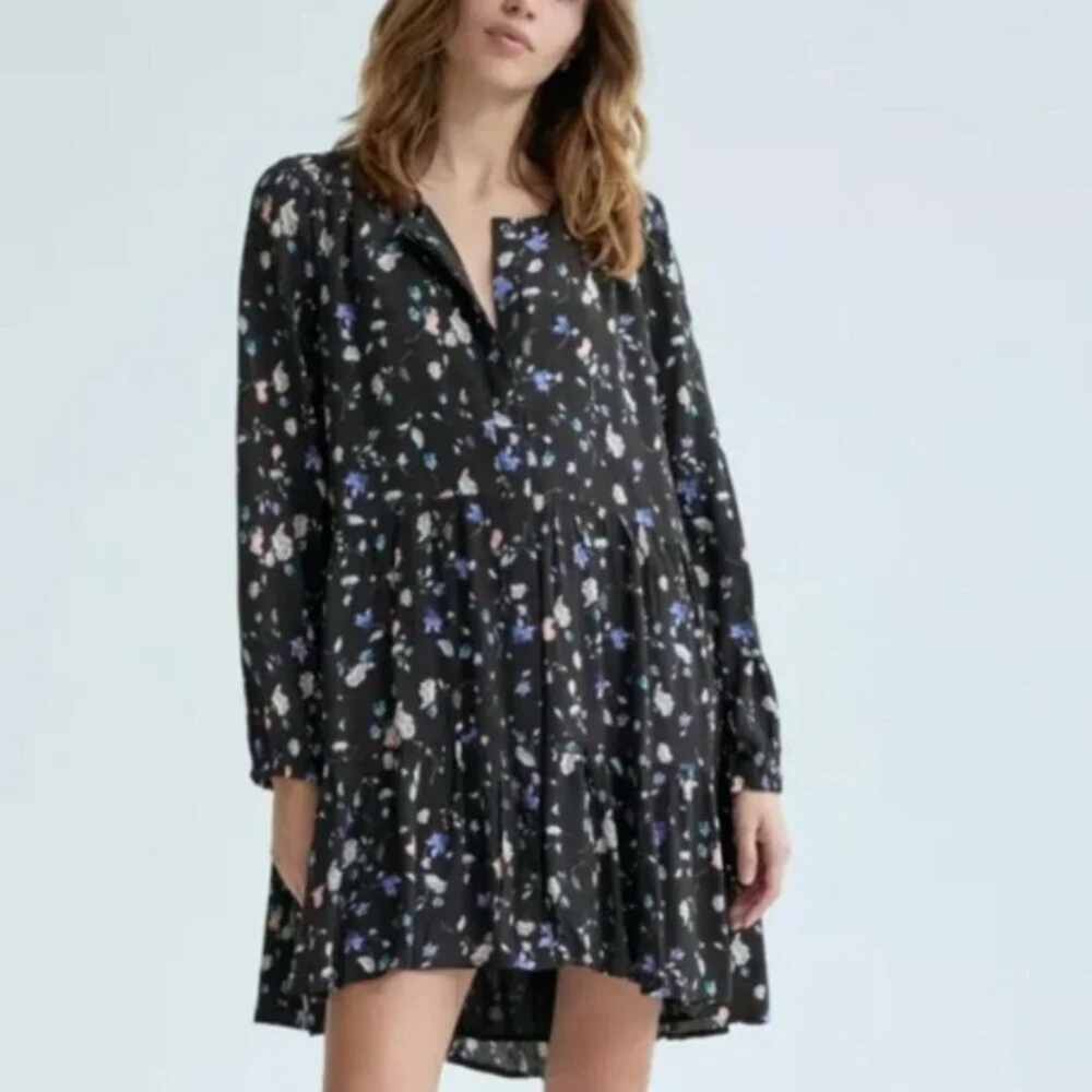 Aritzia Wilfred Barossa Dress Black Multi Floral Dress Size Medium